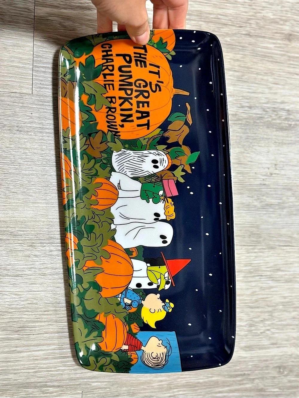 Peanuts Halloween Rectangular Tray Blue & Orange New